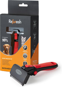 Deshedding Brush for Short/Medium-Hair Dogs & Cats - red / Medium