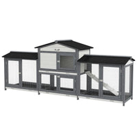 Wooden Rabbit Hutch Bunny Cage Pet Playpen House Enclosure With Double Side Run Boxes, No Leak Tray, Ramp, For Rabbits, 