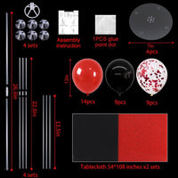 TONIFUL 4 Set Black Gold Balloon Stand Balloon Centerpieces for Table – Fun for Kids & Family - Black Red Red Tablecloth / 4 Set Balloon Stand-Tablecloth - image 2