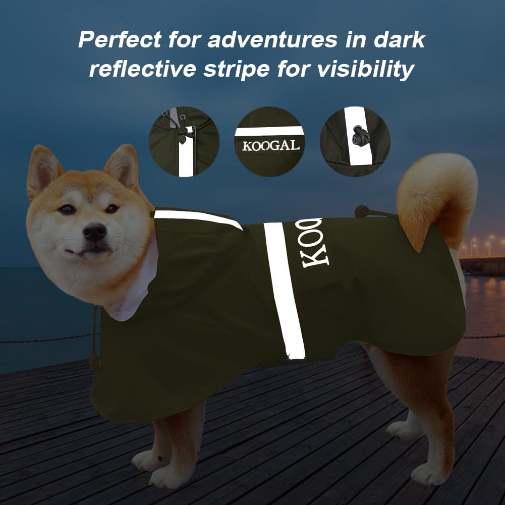 Dog Raincoat Waterproof Hooded, Medium Dogs - Green / 3XL-Fit for 33 to 44 pounds - image 3