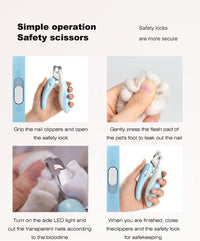 Cat Dog Pet Nail Clippers with Light - Blue - image 3