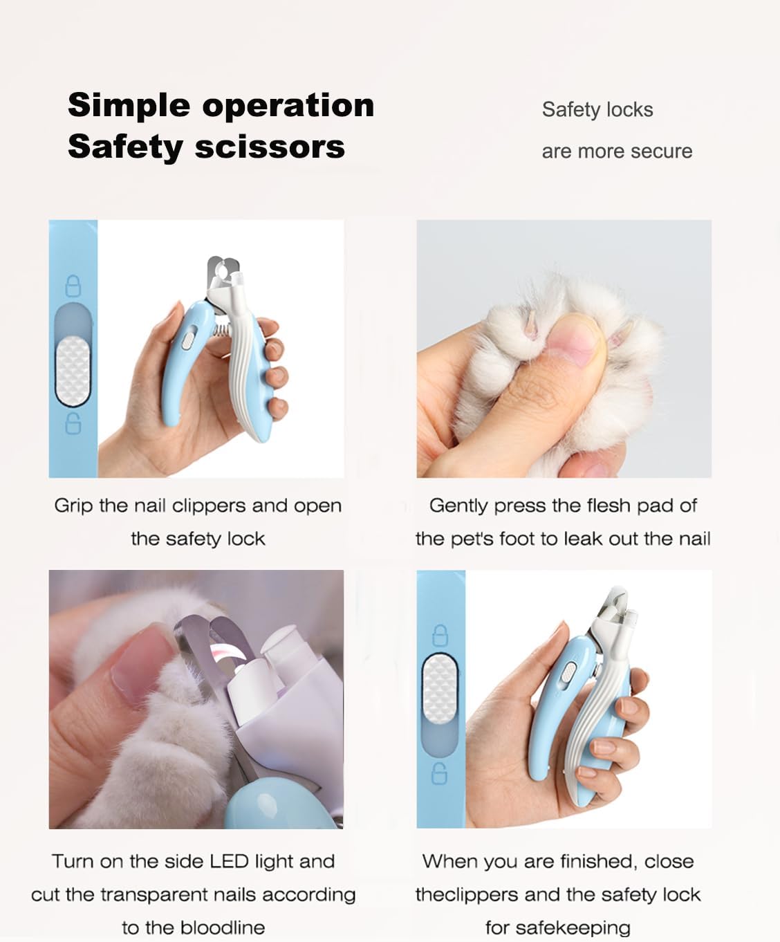 Cat Dog Pet Nail Clippers with Light - Blue - image 3