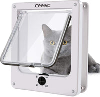CEESC Medium Cat Door for Interior/Exterior, for Pets <15.75" - M- Inner size: 6.18"(W) x 6.3"(H) / White