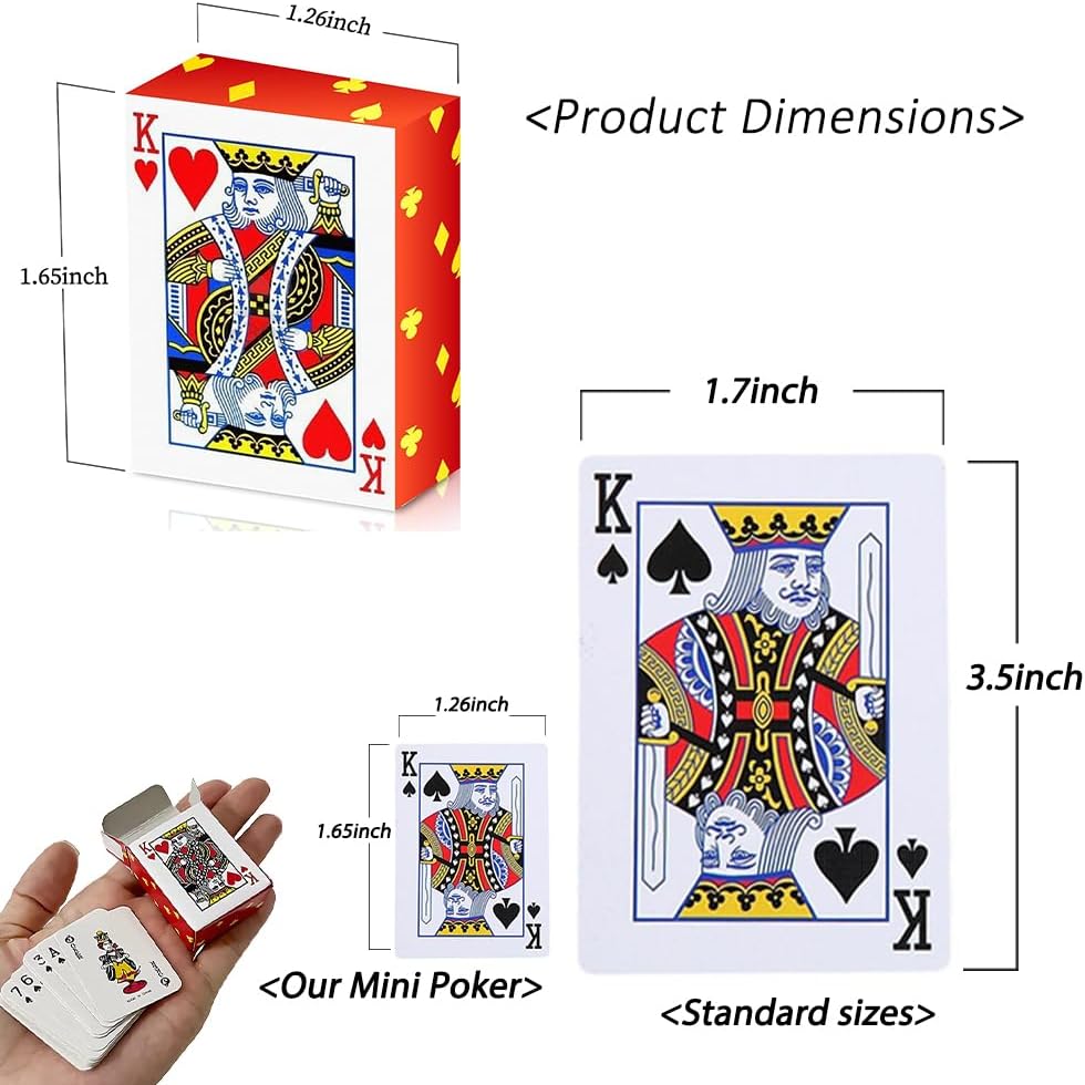 SHOWHIHI mini playing cards, 20 tiny red decks of 54 cards each, 1.65 inches tall - view 7