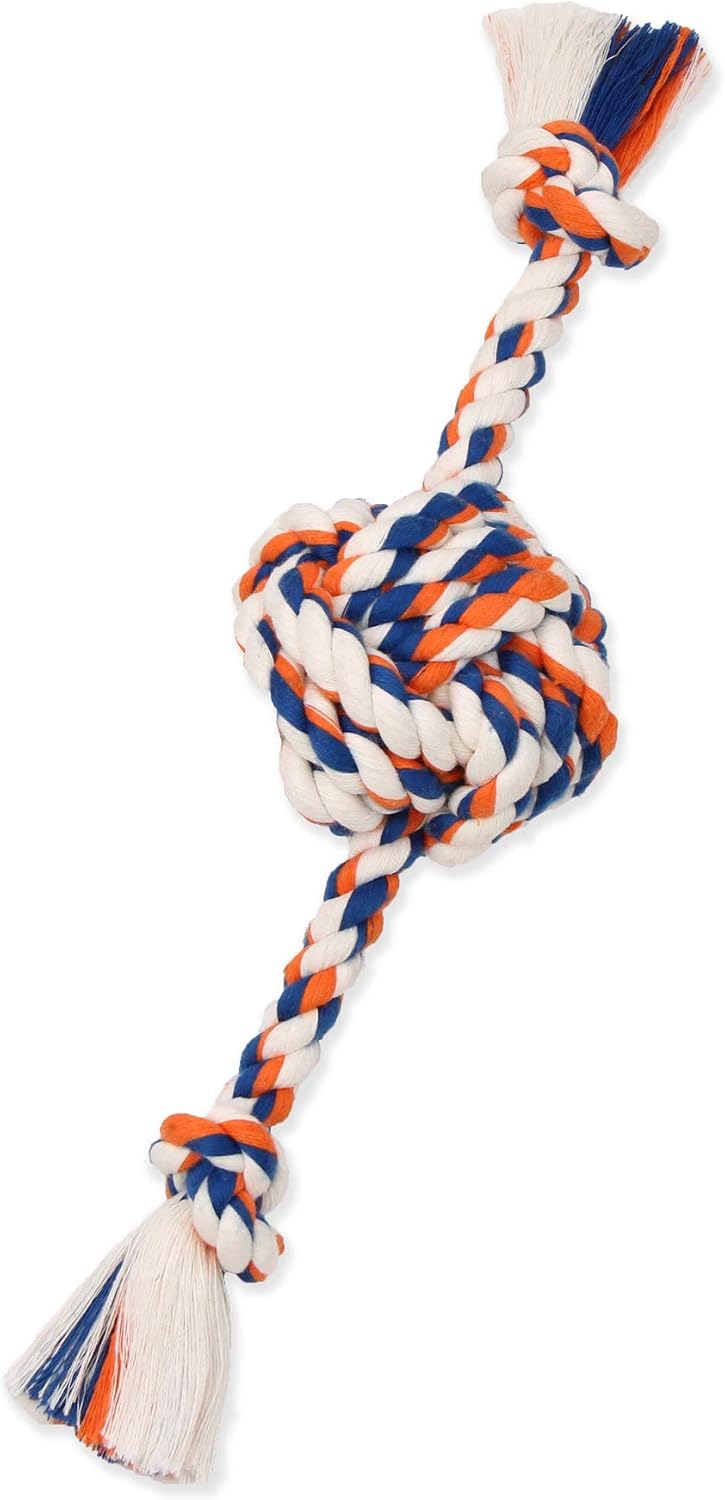 Mammoth Pet Products Flossy Chews Color Monkey Fist Ball with Rope - Small (13 in) / 1