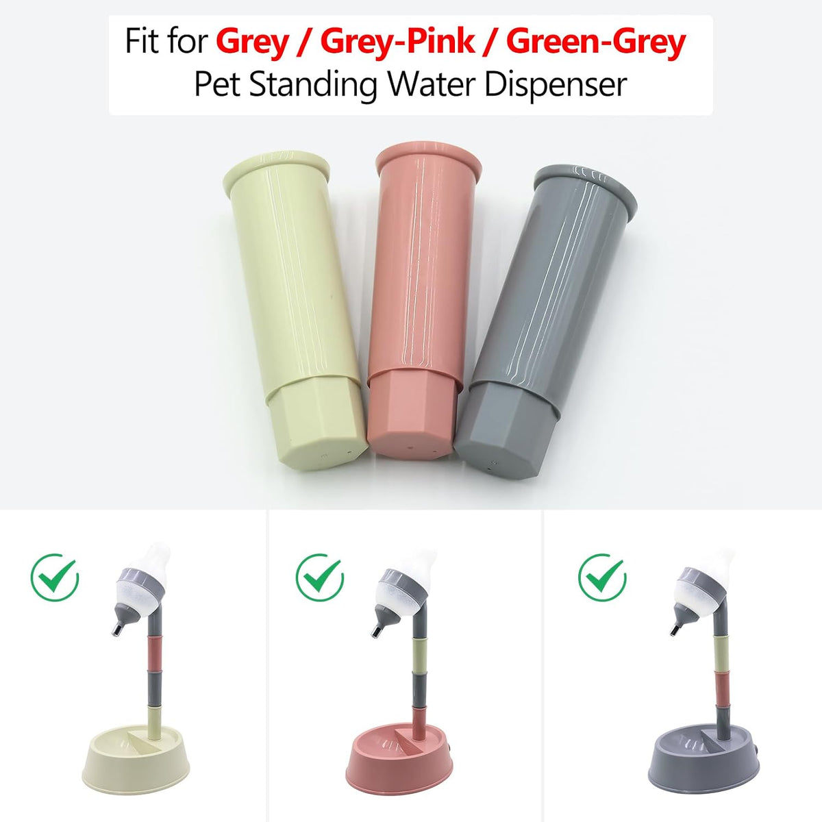 Pet Standing Water Dispenser Cat Dog Standing Bowl with Detachable - Grey/Grey Pink/Green Grey / Adjustable Rods - image 3