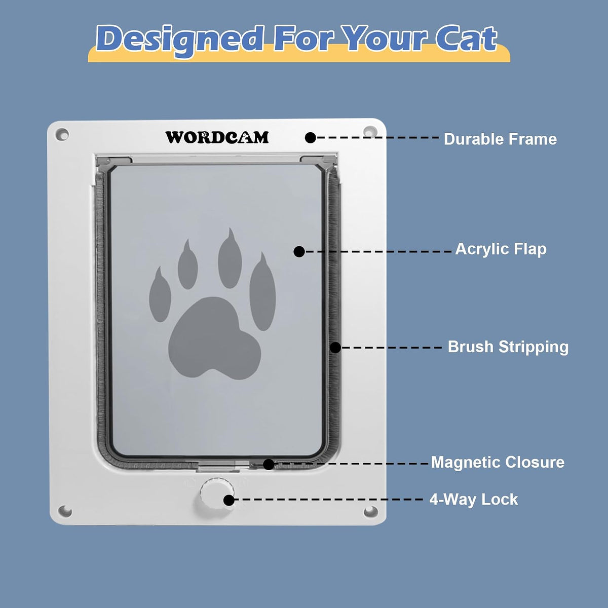 Wordcam X-Large Robust Cat Door for Interior/Exterior - White / X-Large - image 4