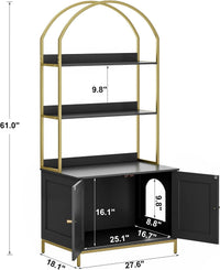 Cat Litter Box Enclosure with 2-Tier Shelves - Black and Gold - image 4