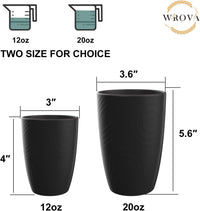Wrova set of 8 black reusable wheat straw cups, 20 oz, stackable - view 33