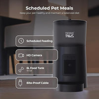 Smart HD Cat Feeder, 2 Way Audio + Voice Recording, Automatic Feeder for Dog with 1080p Night Vision Camera, WiFi App Controlled, Battery Backup, Anti Jam 6L Upto 15 Daily Meals, Black