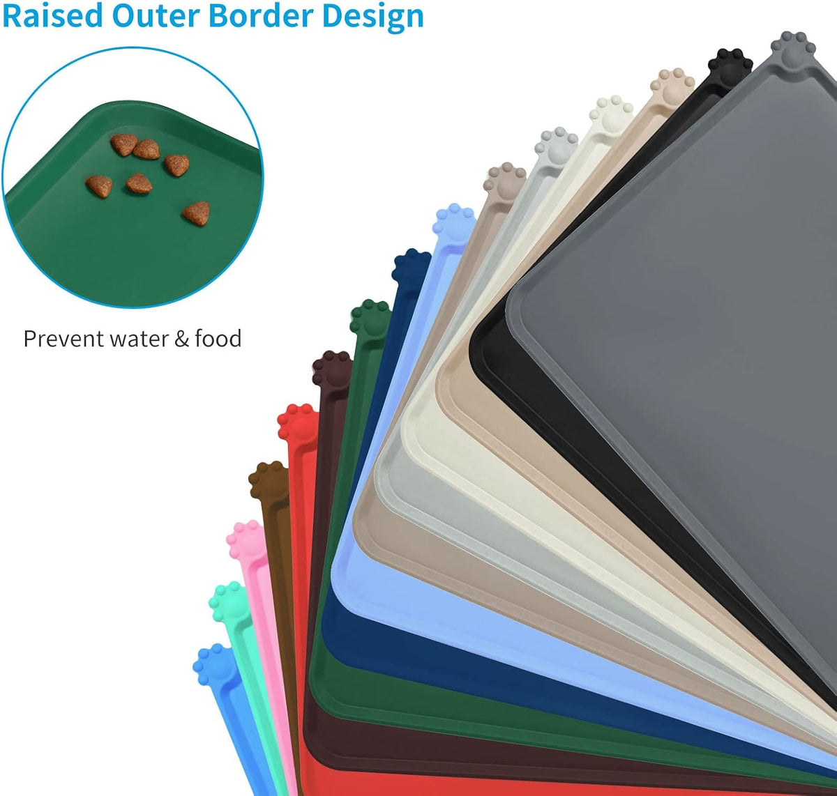 AUDWUD Waterproof Silicone Pet Feeding Mats - Hunter Green / 28" x 18" - image 3