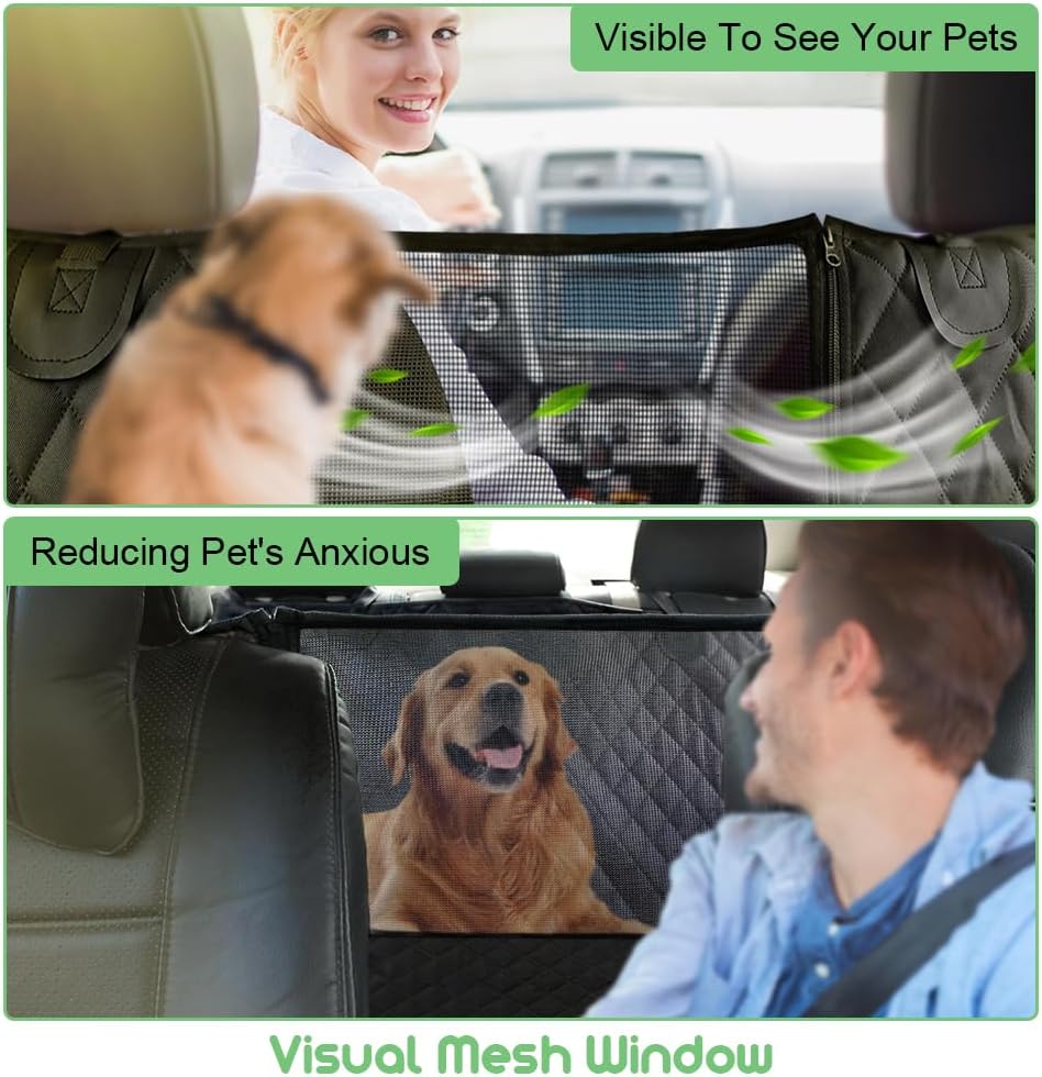 Vailge 100% Waterproof Convertible Dog Car Seat Covers - Standard(56"W x 60"L) / Black With Mesh - image 2