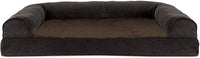 Furhaven Orthopedic Dog Bed for Large/Medium Dogs w/ Removable Bolsters & Washable Cover, For Dogs Up to 55 lbs - Sherpa & Chenille Sofa - Coffee, Large