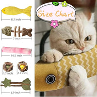 Natural Cat Toys Set with Catnip Fish & Bone,Catnip Plush Toy & Natural Silvervine Stick Cage Balls & cat nip for Cats Lolipop, 8-Piece cat Toys for Indoor Cats Interactive Pet Toys
