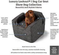 Snoozer Dog Car Seat: Lookout I Dog Booster Car Seat for Dogs Small 5-15 lbs, Size: Small, Fabric: Palmer Indigo, Pet Booster to Alleviate Motion Sickness for Dogs, Removable Machine Washable Cover