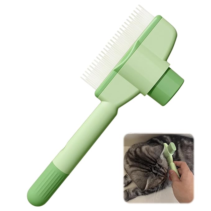 Pet Dematting Comb for Cats & Dogs, Stainless Steel Grooming Tool with Rounded Teeth for Matted Fur, Tangles & Loose Hair Removal, Ergonomic Handle for Easy Brushing
