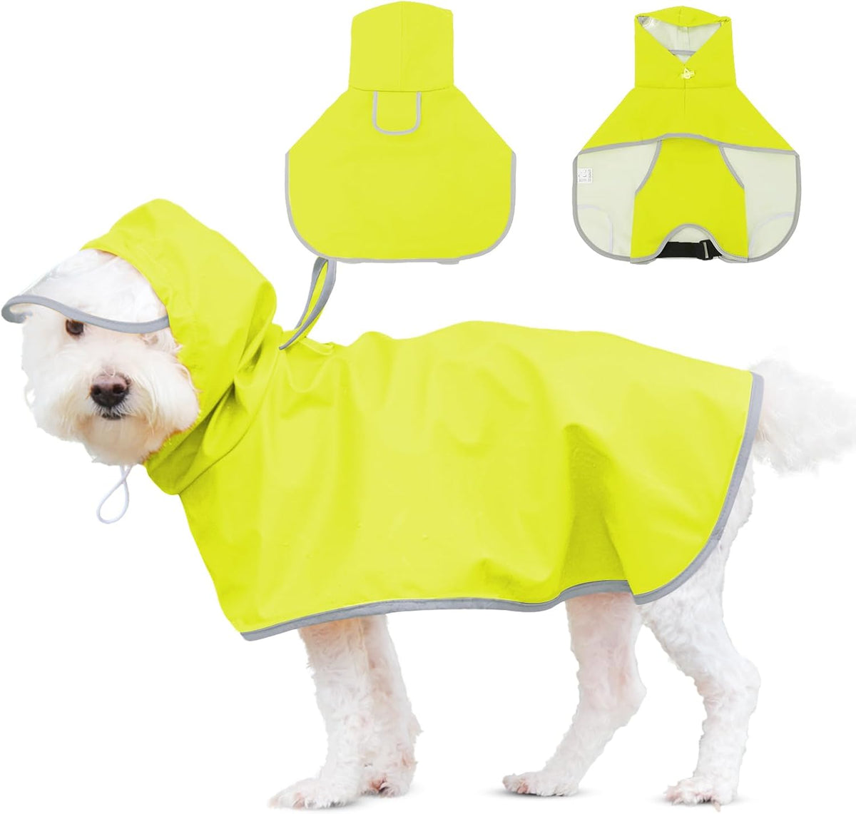 Dog Raincoat for Medium Dogs, Dog Rain Jacket with Clear Hooded - X-Large(Label Size:6XL) / Neon Green