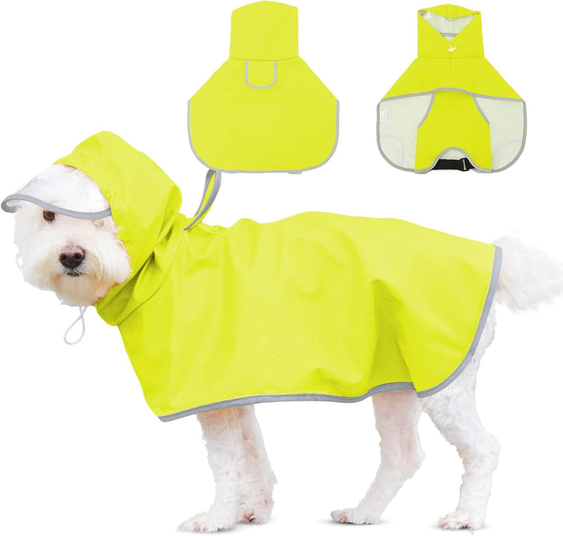 Dog Raincoat for Medium Dogs, Dog Rain Jacket with Clear Hooded - X-Large(Label Size:6XL) / Neon Green