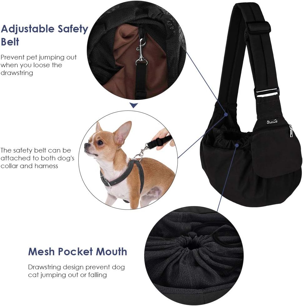 SlowTon Pet Carrier, Hard Bottom Support & Adjustable Padded Shoulder Strap – Essentials for Dogs - Black - image 2