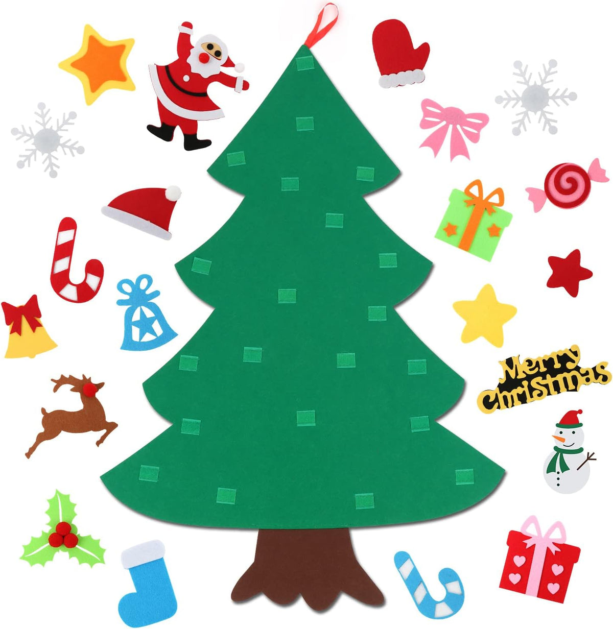 CASA CLAUSI Felt Christmas Tree for Kids DIY Decorations 2.6ft 22 Pcs – Fun for Kids & Family - 2.6*1.8 ft - image 3