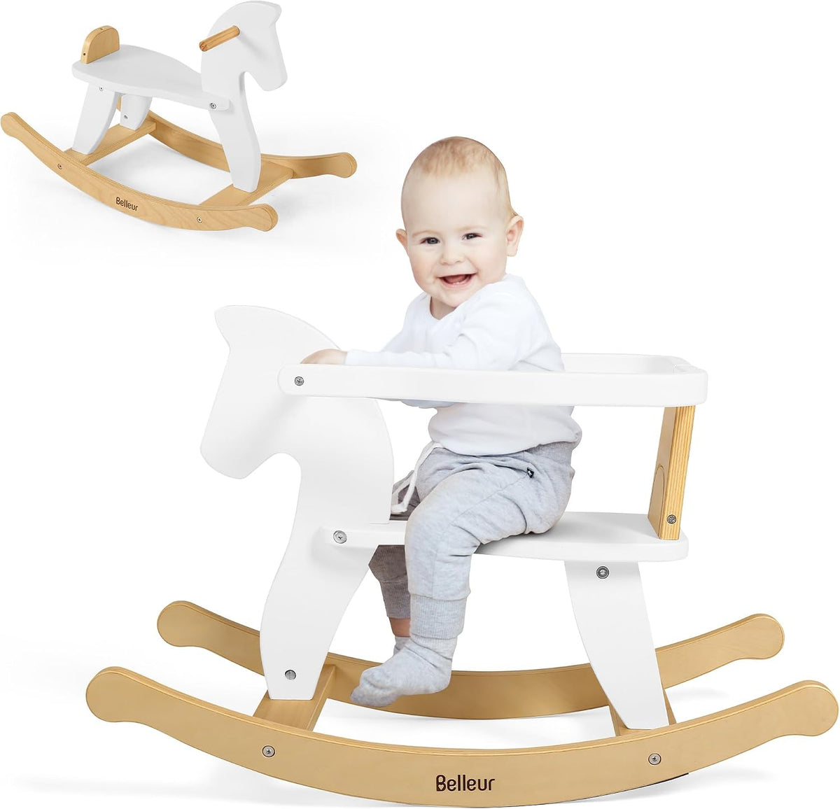 Belleur Rocking Horse for Kids 1-3 Years Old - White