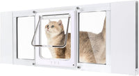 Cat Door for Window & Small Dog, Quick Damage-Free Install - M: Fits 28"-32" Width / Standard Height(H:12.9")