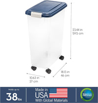 IRIS USA Airtight Pet Food Storage Rolling Container - 38 lbs / Navy - image 3