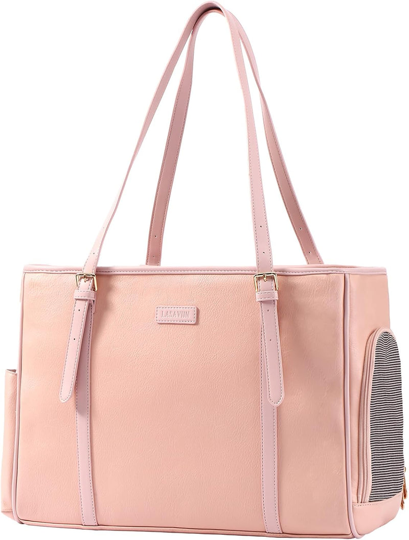 Fashion Dog Purse Pet Carrier Leather Bag for Small Dogs Cats Puppy - Pink