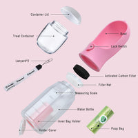 Dog Water Bottle with Food Container & Poop Bag Holder & Filter – Essentials for Dogs - #11 Red / 12oz - image 2