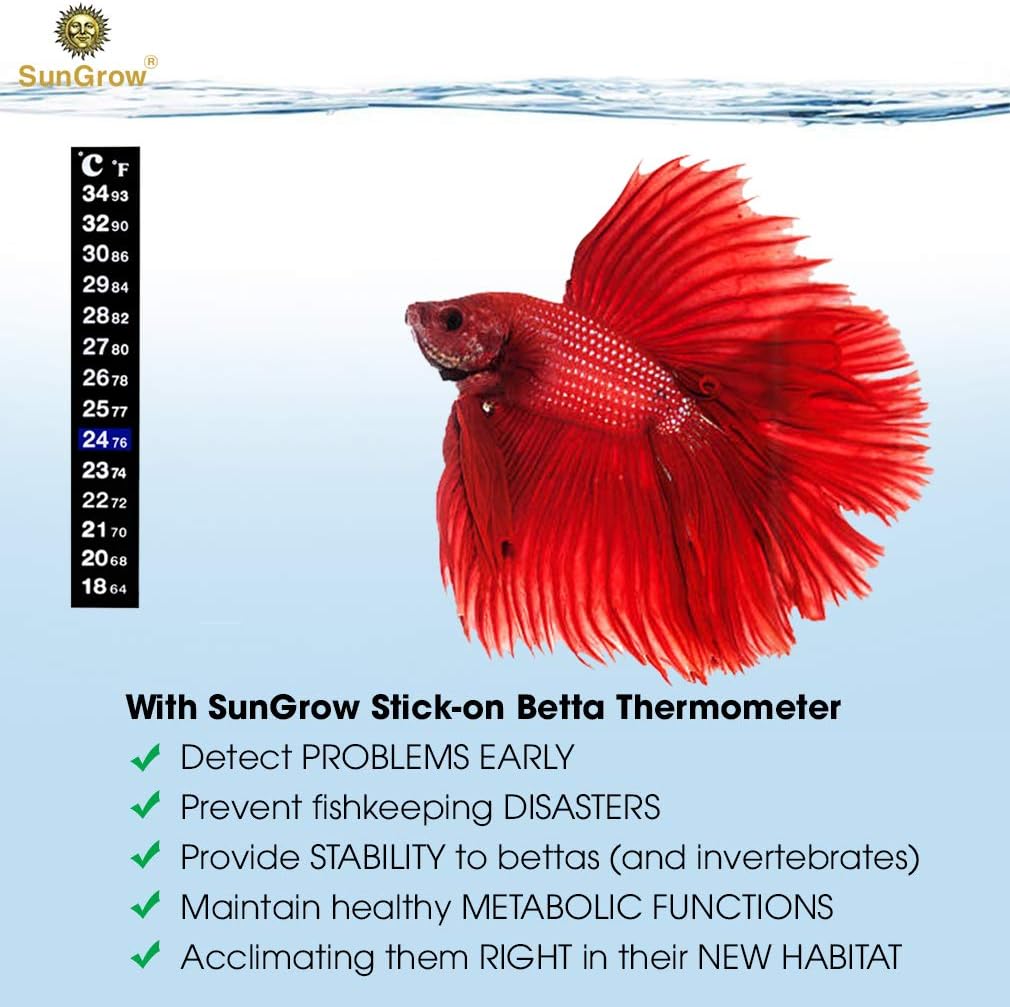 SunGrow Betta Fish Tank Thermometer Stick On - 1 Pc Thermometer - image 2