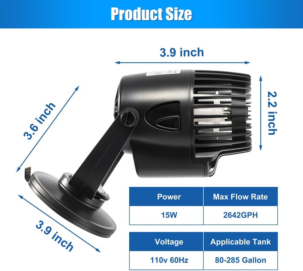 DaToo 800GPH Mini Aquarium Circulation Pump Ultra-quiet Fish Tank - 2642GPH - image 2