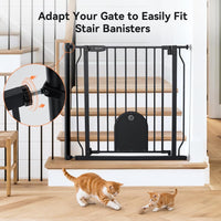 COMOMY 29.5-43.7" Pet Gate with Adjustable Cat Door for Stairs - Black / 33.4" Wide x 30" Tall - image 3