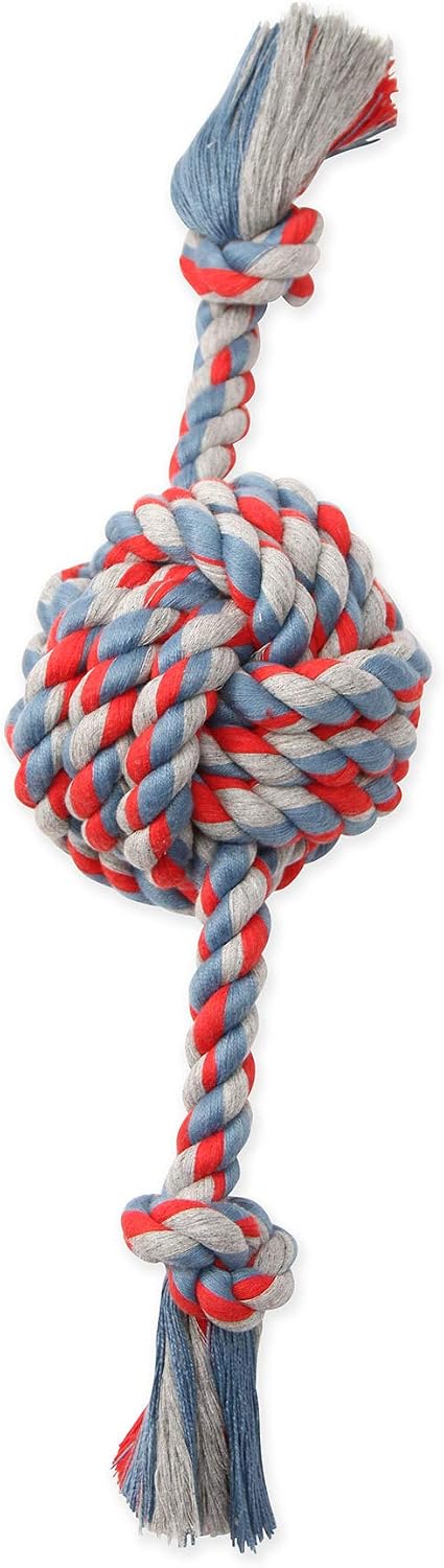 Mammoth Pet Products Flossy Chews Color Monkey Fist Ball with Rope - Large 18" / 1