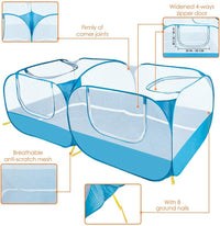 Lukovee Small Animals Playpen, Foldable, Detachable Bottom - Blue - with Escape-proof Bottom - image 4