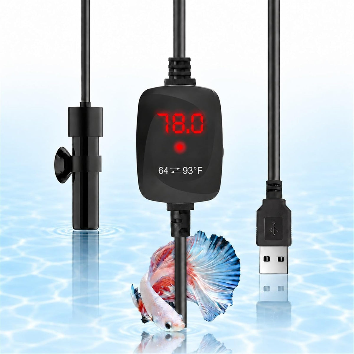 10W USB 5V/2A Alumina Ceramic Super Mini Betta Heater for Tanks ≤ 1 - For Tanks ≤ 1 Gal