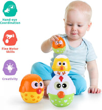 MOONTOY chicken nesting eggs stacking toy with rooster, hen, chick and small egg - view 4
