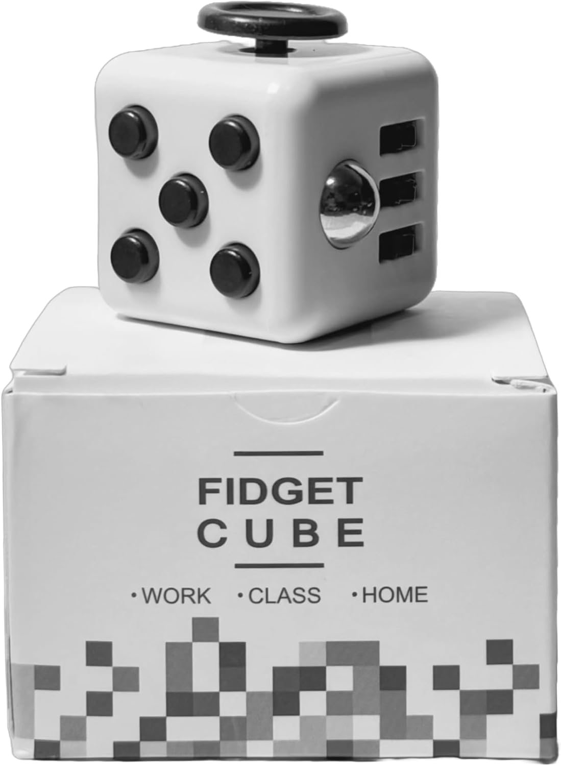 Fidget gadget cube toy with buttons, switches, joystick and dials
