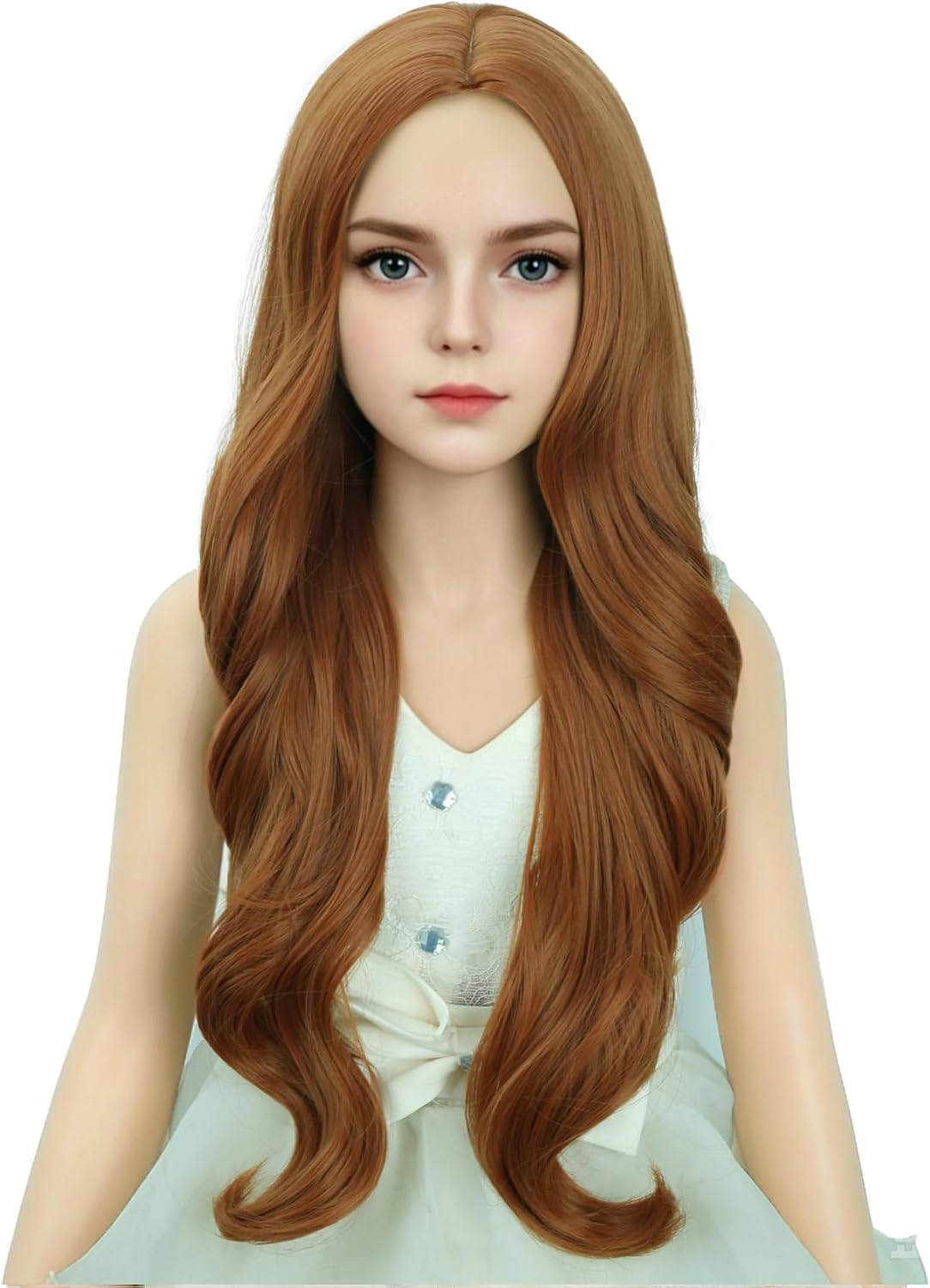 DUDUWIG long black wavy curly middle part wig for kids with wig cap - view 17