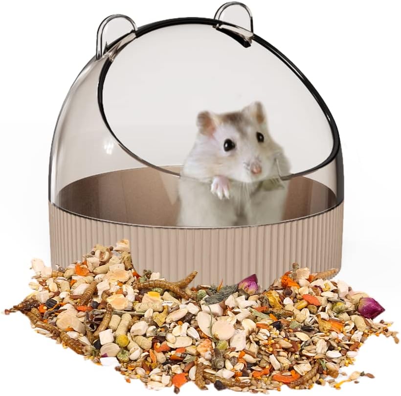 Guinea Pig Food Bowl Hamster Ceramic Water Dish Anti-Spill & Prevent - Brown