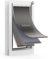 Baboni Dog Door for Door, 3-Flap, Durable Plastic Frame - White / Large / Metal Frame