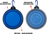 Collapsible Dog Bowl, with Lids - Small / Blue+Red - image 4