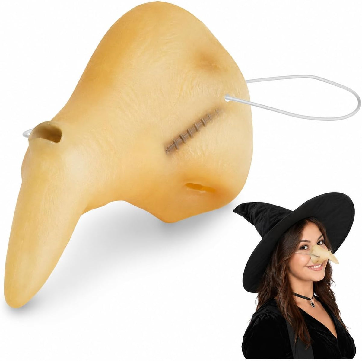 Skeleteen wicked witch costume prosthetic nose with adjustable rubber band