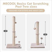 MECOOL Cat Scratching Post Premium Basics Kitten Scratcher Sisal Scratch Posts with Hanging Ball 22in for Kittens or Smaller Cats (22 inches for Kitten, Beige)