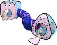 GONPETGP Cat Tunnels for Indoor Cats with Cube Tent Toys Combo - Blue