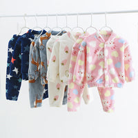 Kids' Fleece Pajama Set with Cartoon Print - # BAAA81810019