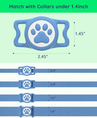 IP68 Waterpoof Dog Airtag Holder, Stretchy Silicone Full Body Covered Apple Air Tag Holder for Dog Cat Collar Fit All Width Collar (Blue, 1 Pack)