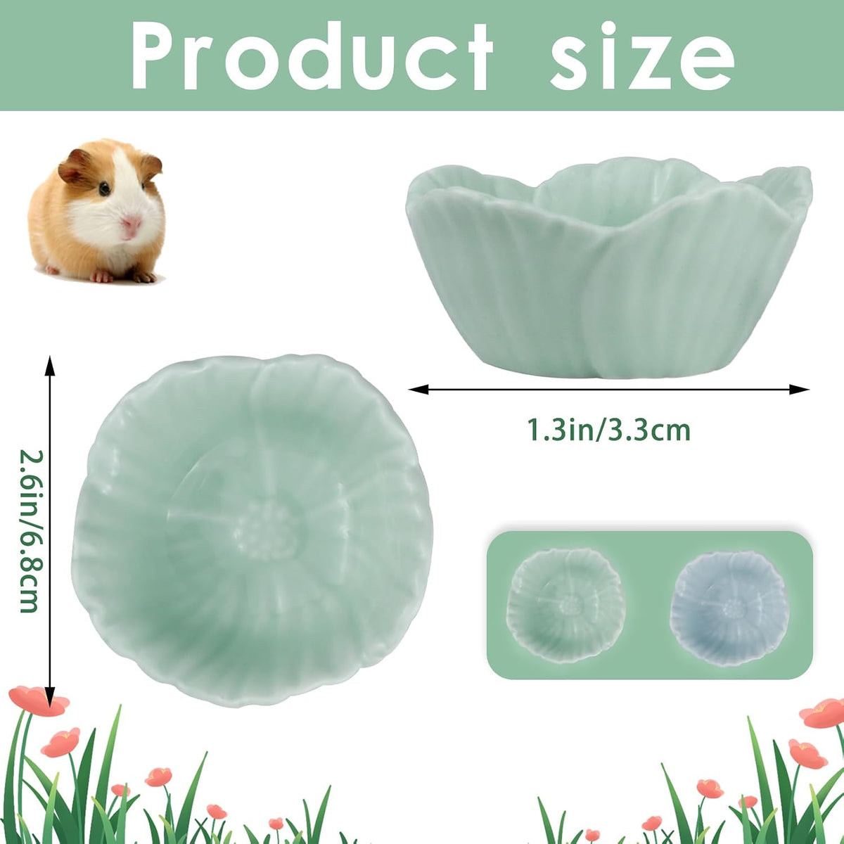 Small Ceramic Pet Hamster Bowl - s,1pc / Green - image 2