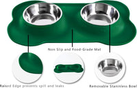 Hubulk Pet Dog Bowls 2 Stainless Steel Dog Bowl with No Spill - Hunter Green / Small - image 3