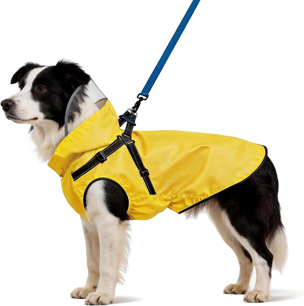 Dog Raincoat: Dog Rain Jacket with Reflective Harness & Removable Hood - Large