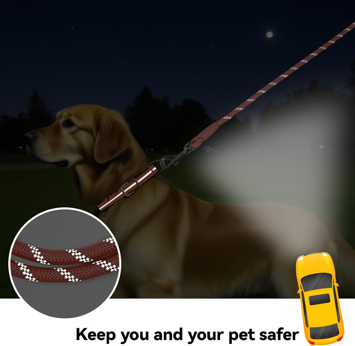 Long Dog Training Leash，Heavy Duty Reflective Rope Lead for Small - Orange / 15FT - image 3